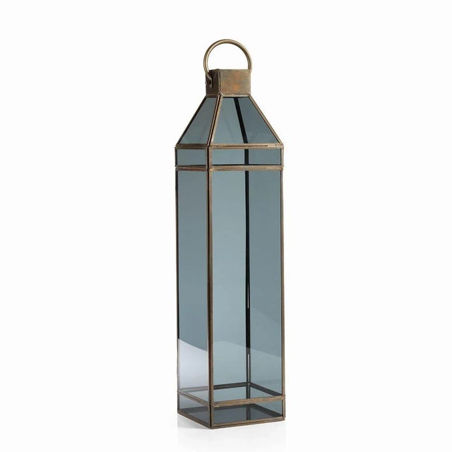 Transitional Yasmina Glass Lantern, 25" For Sale - Image 3 of 3