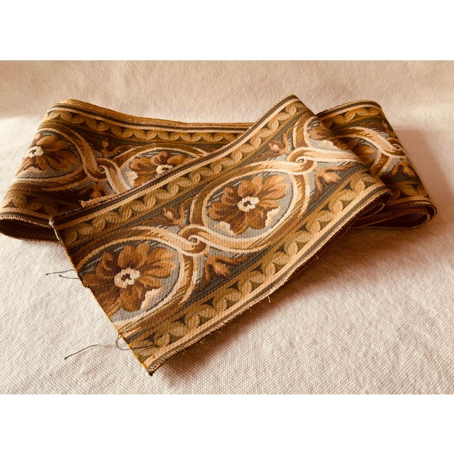 Scalamandré Woven Tapestry Border Remnant | Tobacco Amber Sage | 7"w × 104"l For Sale - Image 13 of 13