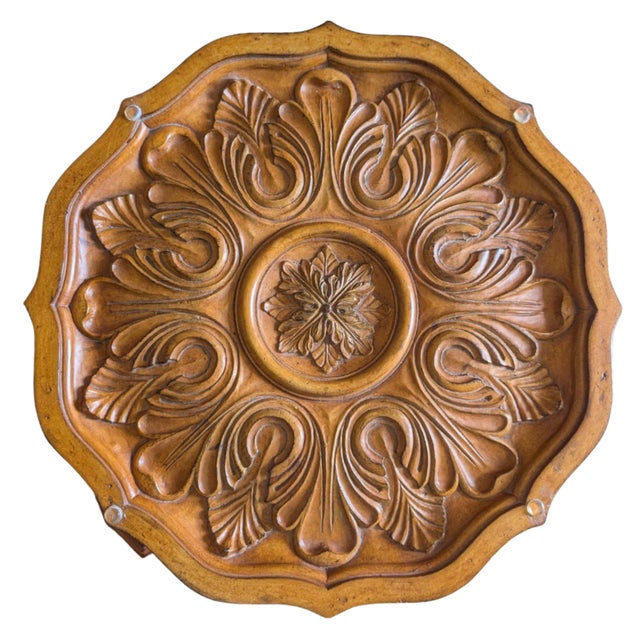 Baroque Round Glass Top Coffee Table With Hand Carved Wood Pedestal Base For Sale - Image 3 of 5