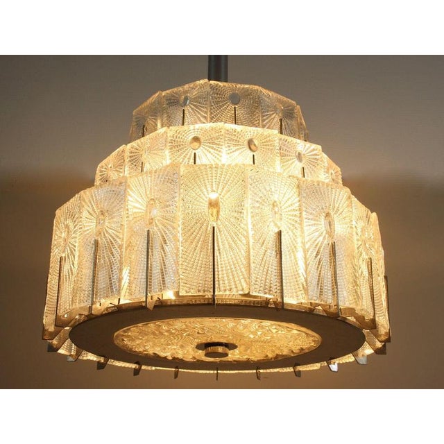 Vintage Three-Tier Glass Pendant Light by Rupert Nikoll, 1950 For Sale - Image 17 of 18