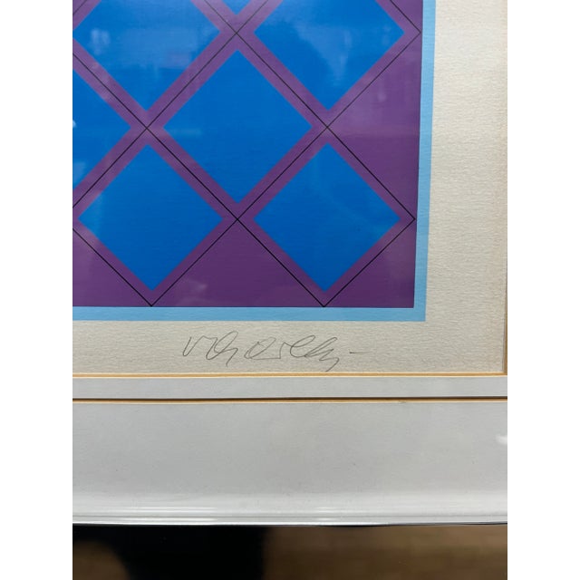 Metal Victor Vasarely Limited Edition Op Art Lithograph, Signed and Numbered For Sale - Image 7 of 12