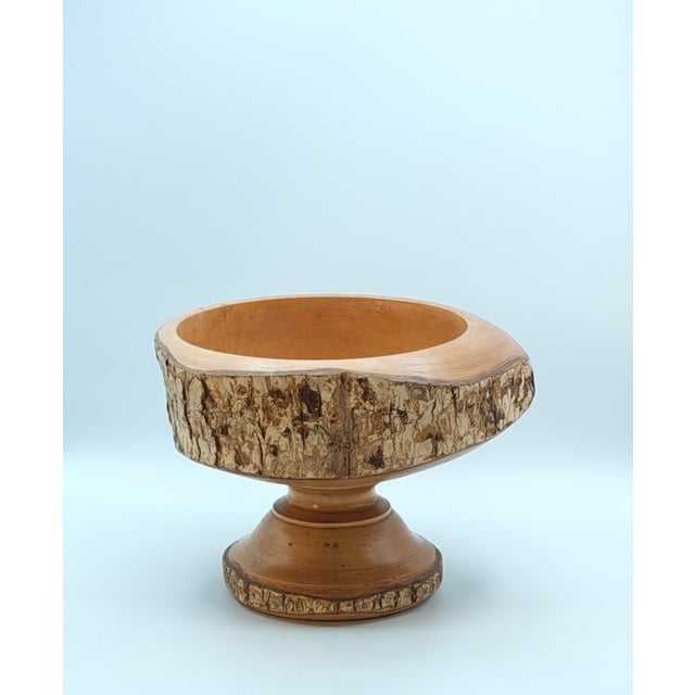 Elegant "piedouche" (pedestal) mount solid carved birch bowl attributed to Aldo Tura, Italian 1960s.