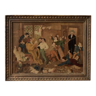 Antique Oil on Board Painting After Henry James Richter's "The Village School in an Uproar," Circa Late 19th - Early 20th Century For Sale