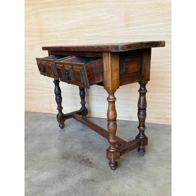 Spanish Console Table with Two Carved Drawers, 1940s For Sale - Image 12 of 18