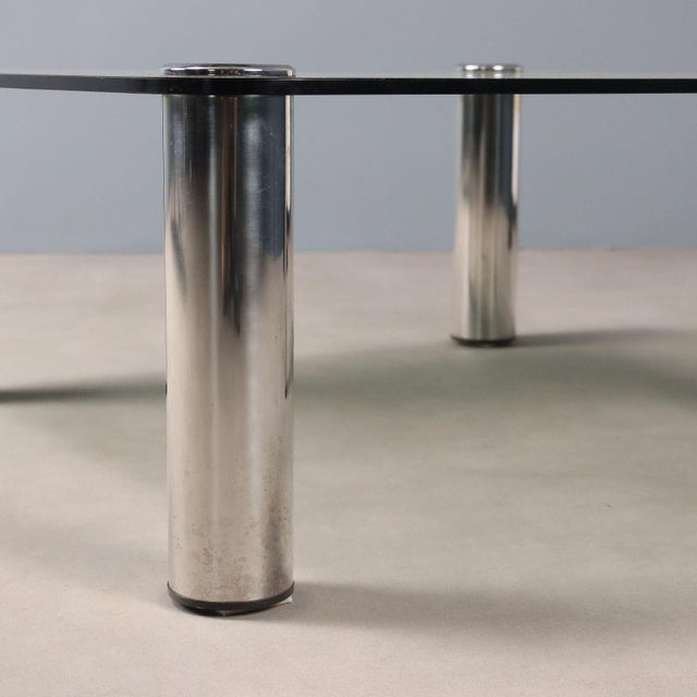 Vintage Coffee Table in Chromed Metal and Glass, Italy, 1960s-1970s For Sale - Image 4 of 8