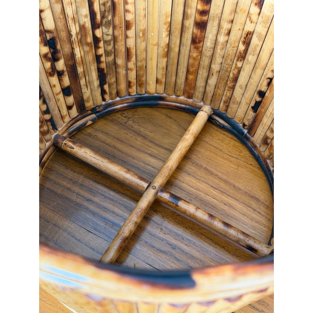 Wood Pair of Vintage Tortoiseshell Bamboo Cache Pots or Planters For Sale - Image 7 of 11