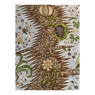 Quadrille Les Indiennes Multicolor Linen Blend Fabric Brown 1 1/2 Yards For Sale