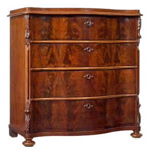 Antique Swedish Serpentine Mahogany Chest of Drawers, 1880