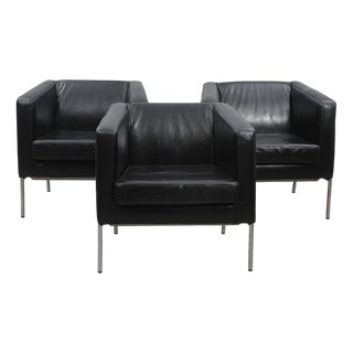 Chairs in Black Leather with Steel Frames from Ikea, 2000s, Set of 2 For Sale