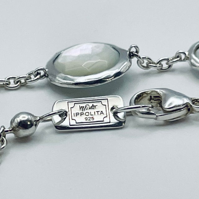 Sky Blue Ippolita Sterling Silver Rock Candy Lollipop 7-Stone Diamond Halo Bracelet – Limpido Doublet For Sale - Image 8 of 10
