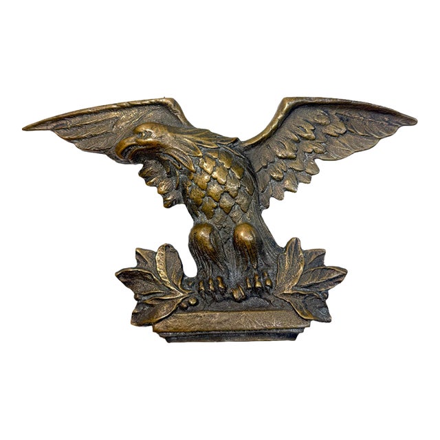 Exquisite Antique Solid Bronze American Bald Eagle Wall Mount Statue Pediment For Sale