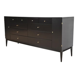 Paul McCobb Planner Group Black Lacquered 20-Drawer Dresser, Newly Refinished For Sale