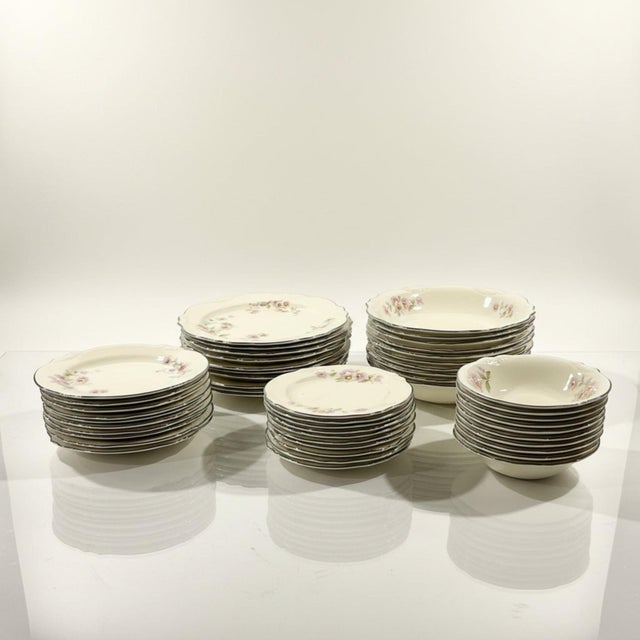 Vintage Homer Laughlin Moss Rose Dinnerware Set - Pattern Jj59 - 50 Pieces For Sale - Image 4 of 14