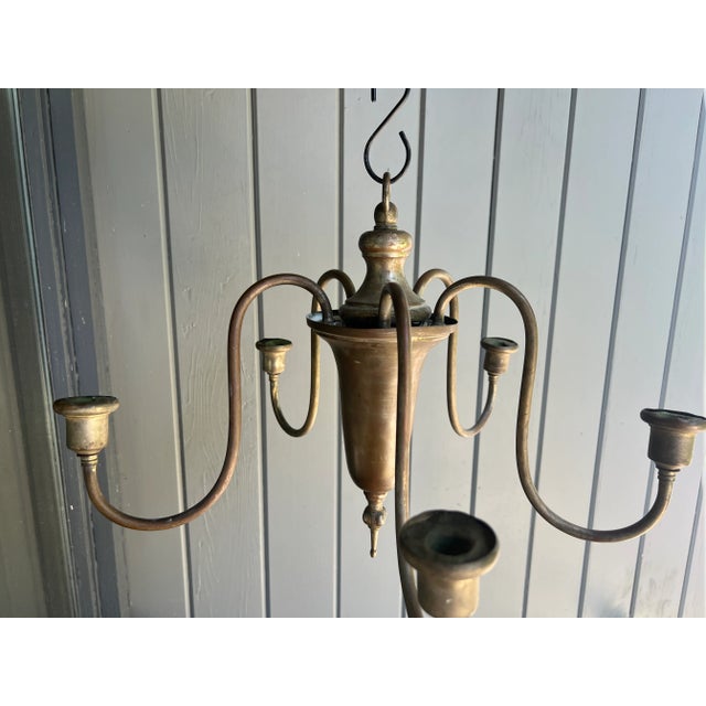 Antique Colonial Candle Chandelier For Sale - Image 4 of 12