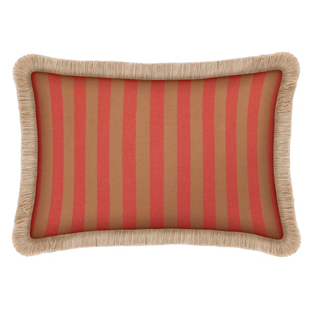 Orange Palais Outdoor Cushion in Jackie Camel & Red, 20x12 Inch For Sale - Image 8 of 8