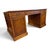 Brown Twin Pedestal Desk with Burgundy Leather Top For Sale - Image 8 of 9