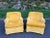 Pair of Mustard Yellow velvet club chairs. Made by Arcadian Furniture out of Conover, North Carolina . Which has been in...