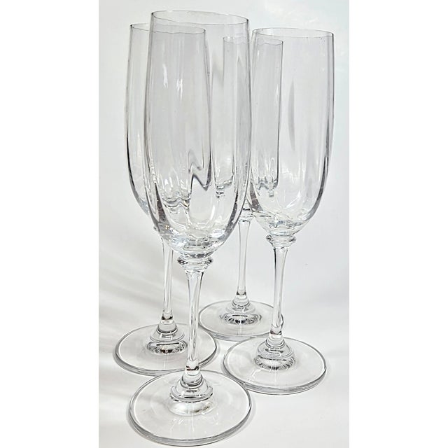 Crystal Champagne Flutes- Set of Four For Sale - Image 11 of 11