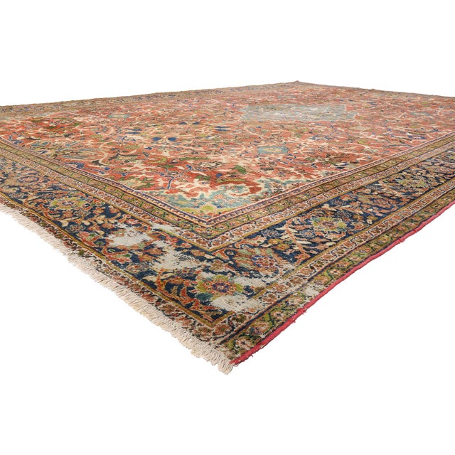 79523 Antique Persian Mahal Rug, 13'00 x 19'08. The Rosette Court: A Late 19th Century Persian Mahal Masterpiece of...