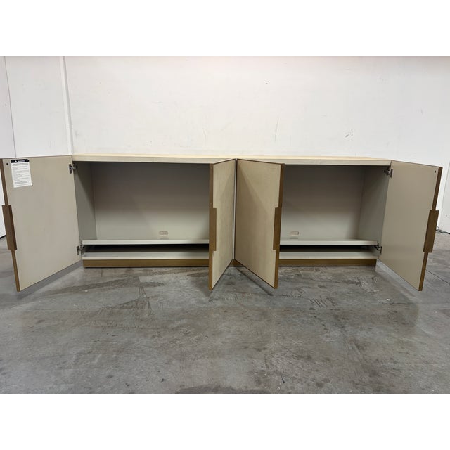 Restoration Hardware Modern Cela Shagreen-Inspired Leather Sideboard Buffet For Sale - Image 9 of 13