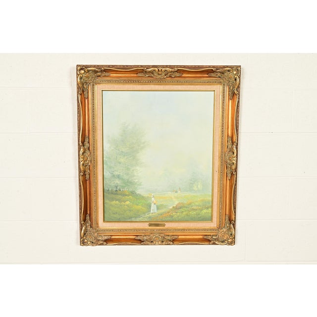 A beautiful original oil painting on canvas entitled "Church in the Dale" in carved giltwood frame Signed by artist: K....