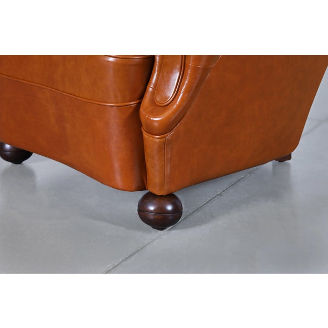Scandinavian Art Deco Club Lounge Chairs in Cognac Leather, 1940s For Sale - Image 10 of 14