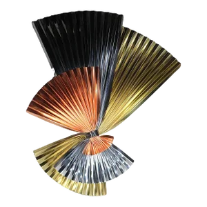 Mixed Metal Hollywood Regency Fan Sculpture by Jere 1991