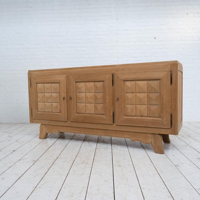 1940s Vintage French Oak Sideboard from Gaston Poisson, 1940s For Sale - Image 5 of 11
