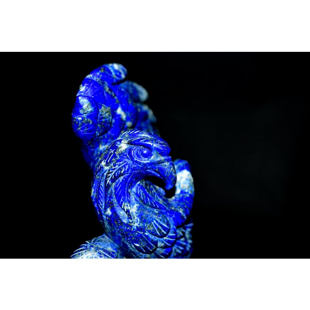 Traditional Lapis Lazuli Eagle Sculpture Large Natural Gemstone Statue For Sale - Image 3 of 11