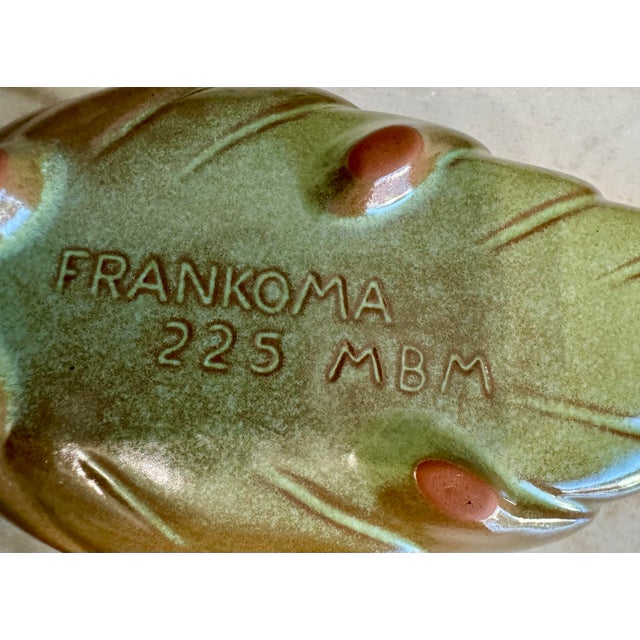 Mid-Century Modern Mid 20th Century Frankoma Prairie Green Pottery Footed Leaf Dishes #225 - Pair For Sale - Image 3 of 10