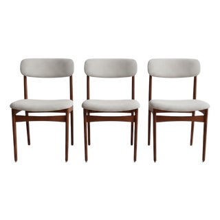 Vintage Teak Chairs with Upholstered Boucle Back by Rasmussen for Thorsø Mobelfabrik, 1960s, Set of 6 For Sale