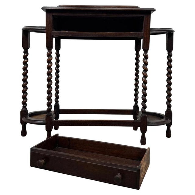 Antique Edwardian Oak Hall Stand, England For Sale - Image 4 of 12