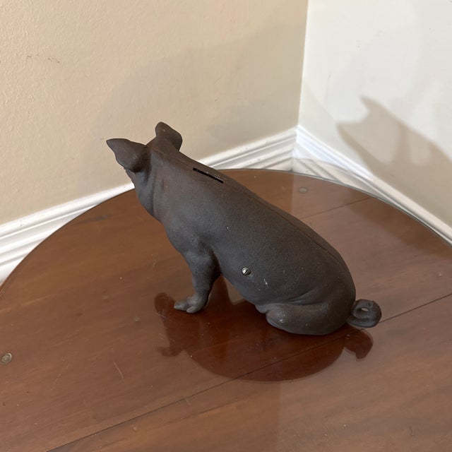 American Vintage Cast Iron Pig Piggy Bank Doorstop For Sale - Image 3 of 8