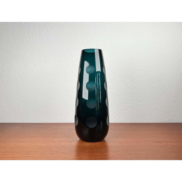 Blue Mid-Century German Glass Vase from Karl Friedrich Glas, 1960s For Sale - Image 8 of 17