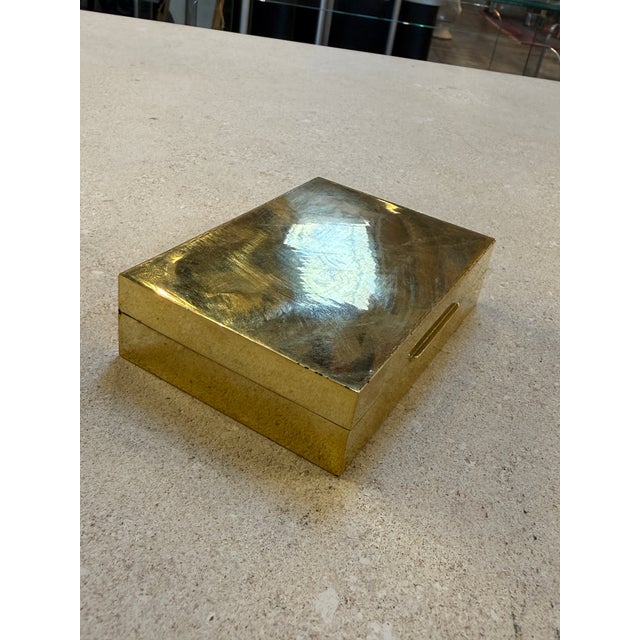 Italian Mid-Century Italian Hammered Brass Box With Sliding Lid For Sale - Image 3 of 6