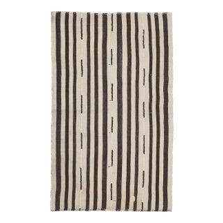 Vintage Turkish Hand-Knotted Wool Cotton Beige Kilim Area Rug For Sale