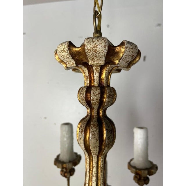 Italian (12) Light Painted & Parcel Gilt Chandelier For Sale - Image 9 of 11