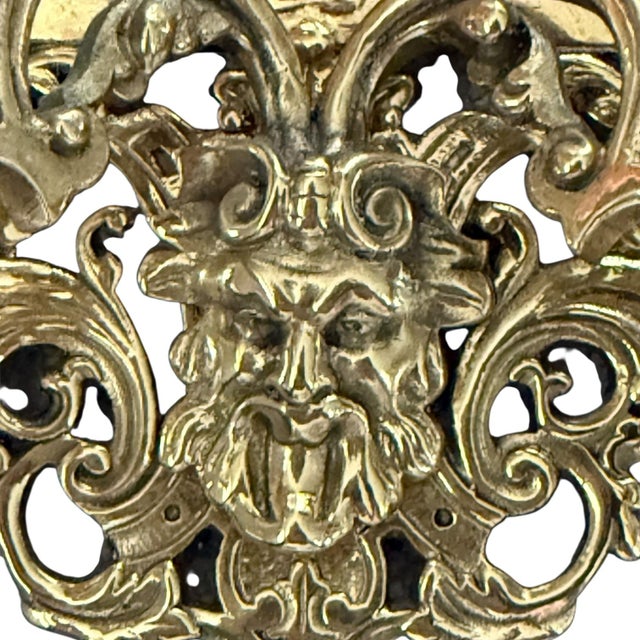 Antique French Baroque Revival Brass Wall Mirror With Candle Sconces c.1900-10 For Sale In Los Angeles - Image 6 of 10