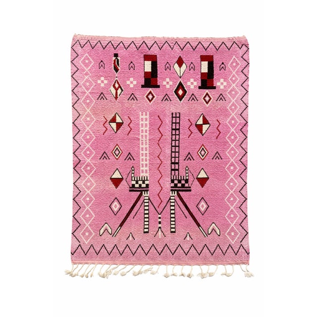 Moroccan Boujad Wool Rug with Modern Motifs, 1990 For Sale - Image 10 of 10