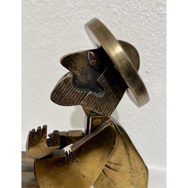 Bronze Frank Meisler, Rare Vintage Israeli Judaica Rabbi Praying Mechanical Sculpture Frank Meisler For Sale - Image 8 of 11