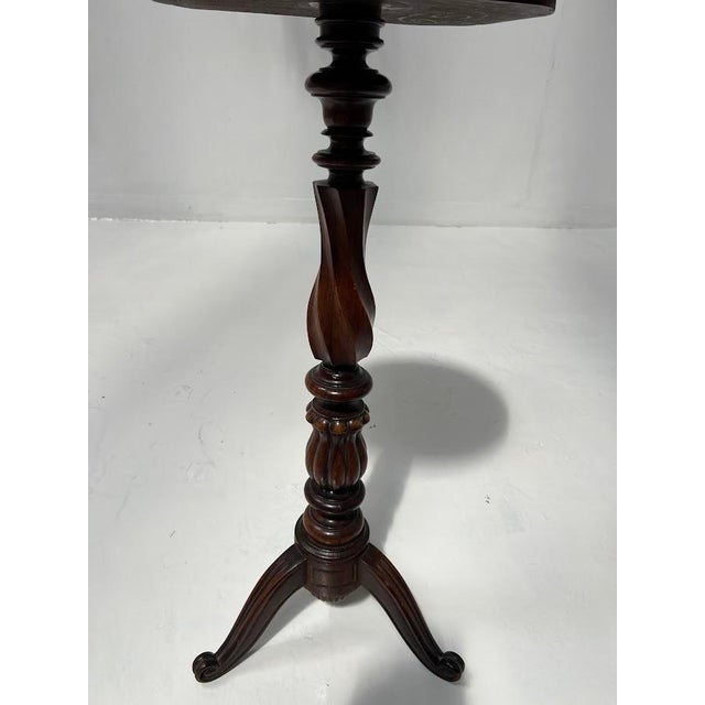 Brown Napoleon III Style Pedestal Table in Walnut and Marble For Sale - Image 8 of 11