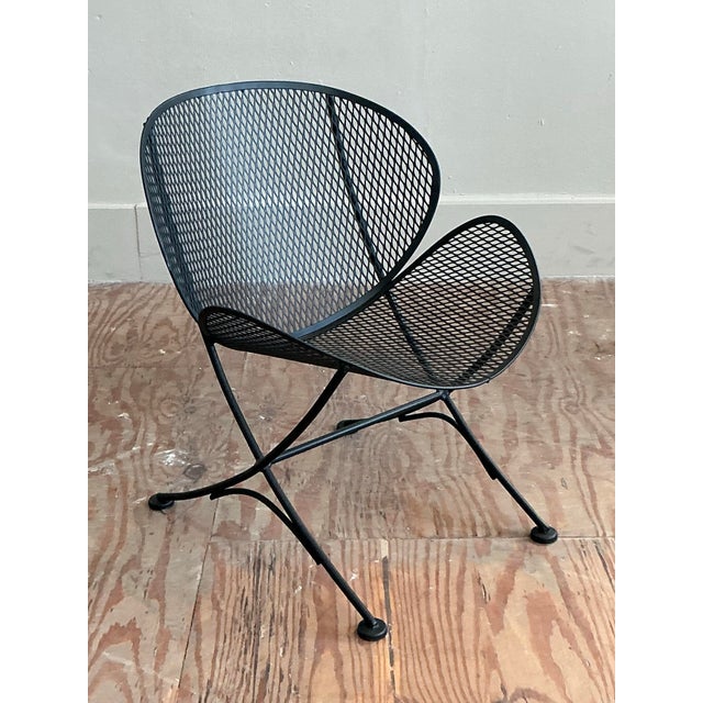 Vintage Mid-Century Modern Wrought Iron Orange Slice Lounge Chair After Salterini For Sale In West Palm - Image 6 of 12