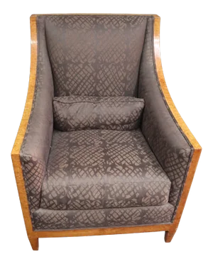 Pair Art Deco Style Maple Upholstered Lounge Chairs