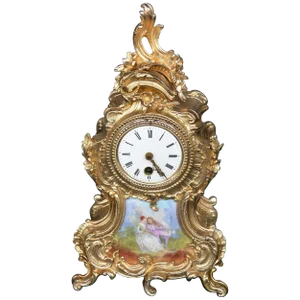 Ormolu and Hand-Painted Clock