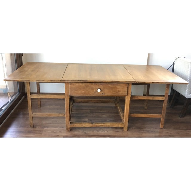 Brown Spanish, 18th Century Drop-Leaf Table with Four Gate-Leg and Three Drawers For Sale - Image 8 of 9