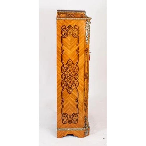 Antique Loius XV Revival Marquetry Kingwood Vitrine Display Cabinet For Sale - Image 9 of 18