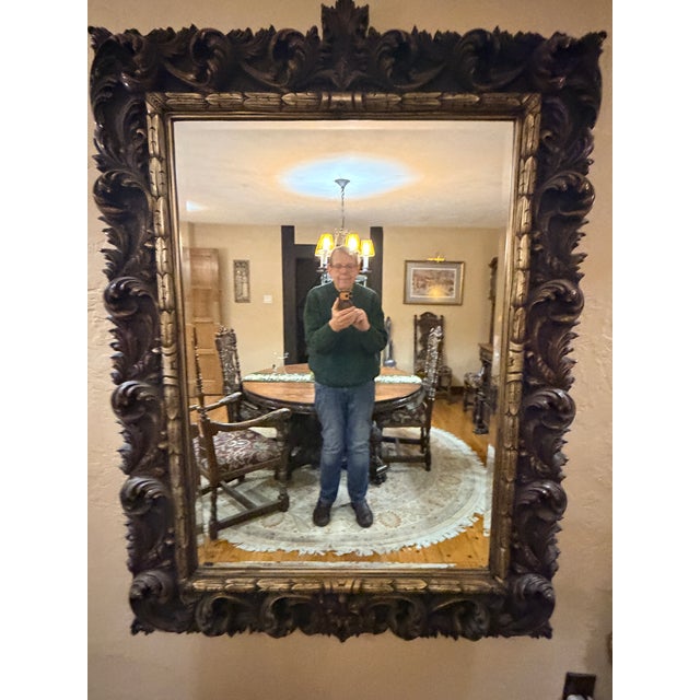 1980s Large Heavily Carved Beveled Glass Wall Mirror For Sale In Pittsburgh - Image 6 of 8