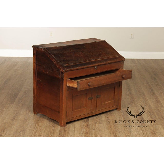 Antique Country Pine Slant Front Schoolmaster’s Desk For Sale - Image 14 of 18