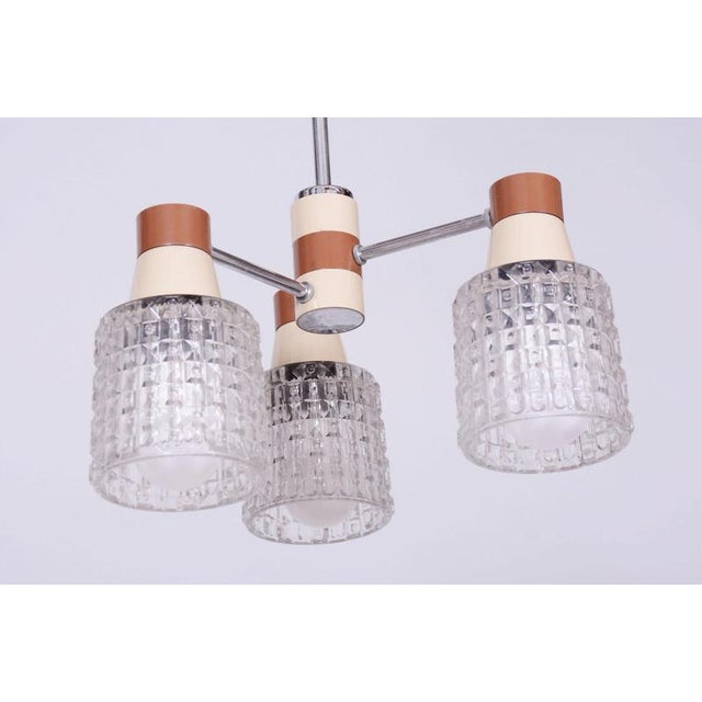 Mid-Century Chandelier in Chromed Steel and Glass from Drukov, Czech, 1970s For Sale - Image 4 of 13