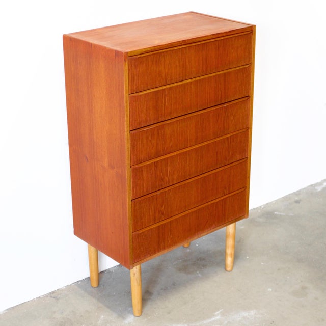 Wood Danish Teak Six Drawer Dresser For Sale - Image 7 of 9